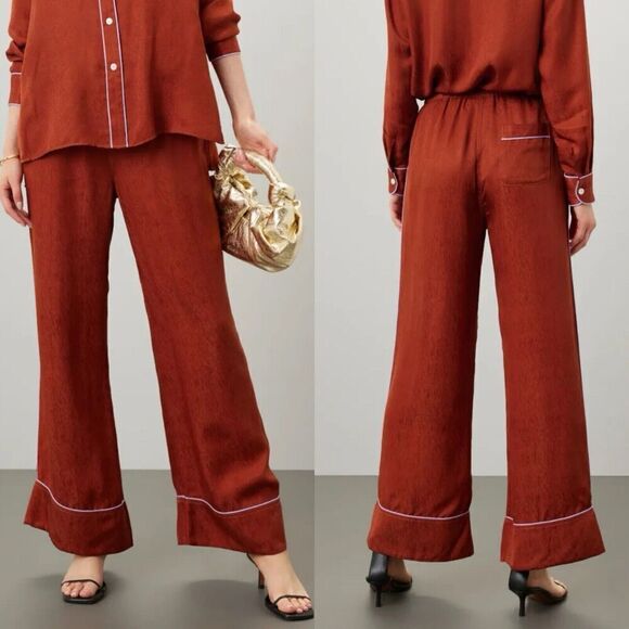 UNTITLED IN MOTION Satin Pants Women Small Brown Wide Leg Pajama Suiting - Picture 1 of 16